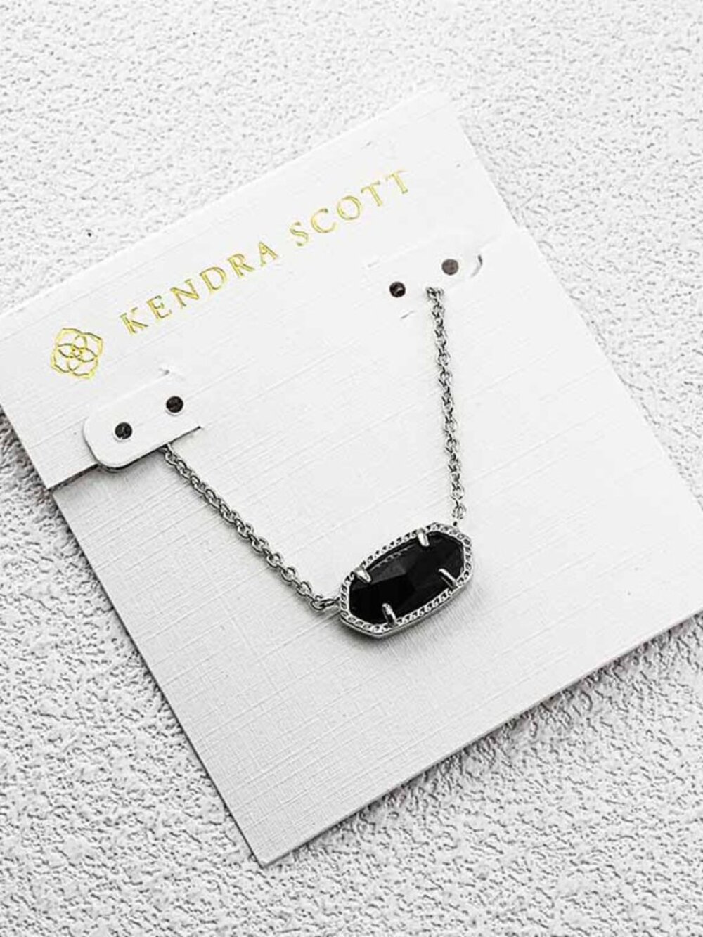 Kendra Scott Black Stone Silver Chain Elisa Necklace